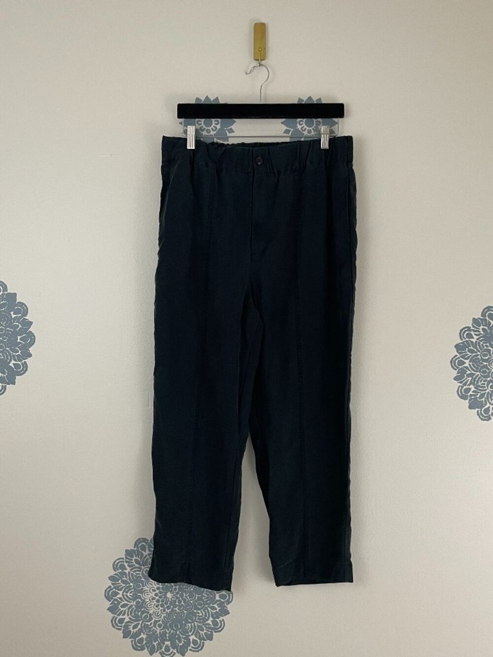 Madewell Tapered Huston Pull On Crop Pants in Black Size Large